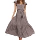thumbnail image 1 of Moda mujer verano manga corta sexy casual vendaje plisado estampado vestido largo Fridja qw5743, 1 of 7