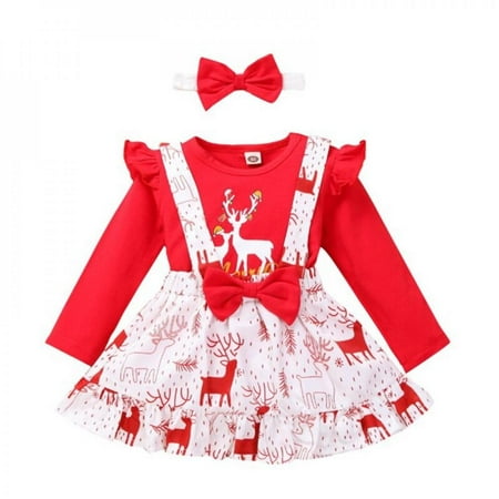 

Christmas Clearance Children s Baby Christmas Elk Flying Sleeve Romper Sling Red