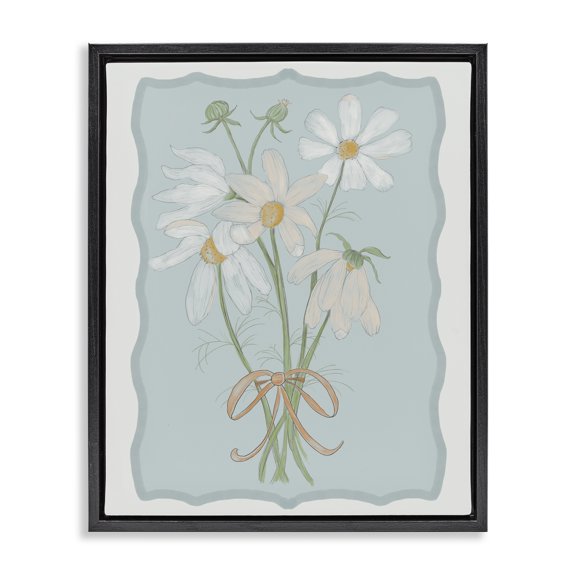 Stupell Industries French Country Spring Clippings Daisies Black Floating Frame Canvas Art, 17 x 21, by Leslie Hermosa