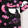 thumbnail image 6 of CUZIBR Toddler Pajamas For Girls Halloween Short Sleeve Bow Print Button Down Shirt And Shorts 2 PC Sleepwear Ghost Pumpkin Spider Graphic Lapel Smooth Cozy Party Daily Nightwear,Black,3-4 Years, 6 of 9