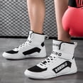 thumbnail image 5 of Men's & Unisex Lightweight Breathable Boxing & Wrestling Shoes - Anti-Slip Rubber Sole, Secure Fit (Lace/Hook & Loop), White/Black Combat Sports Footwear for MMA, Gym, - All-Season Athletic Sneakers, 5 of 6