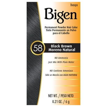 Bigen Permanent Powder Hair Color, 58 Black Brown, 0.21 oz