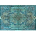 thumbnail image 1 of Ahgly Company Indoor Rectangle Medallion Light Blue Traditional Area Rugs, 3' x 5', 1 of 4