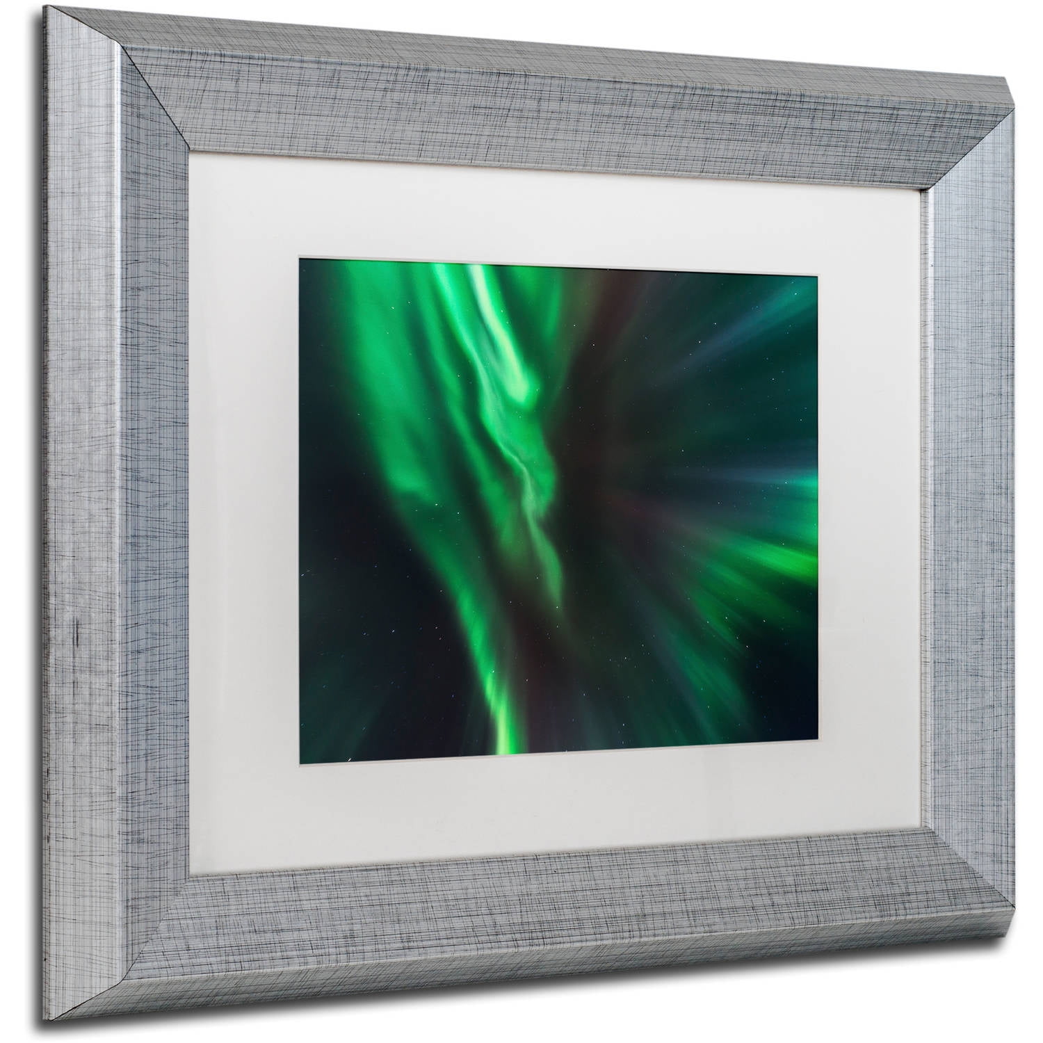 Trademark Fine Art "Lights of Gods" Canvas Art by Mathieu Rivrin, White Matte, Silver Frame