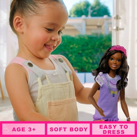 My First Barbie "Brooklyn" Preschool Doll with Soft Posable Body, Poodle & Accessories, 13.5-inch