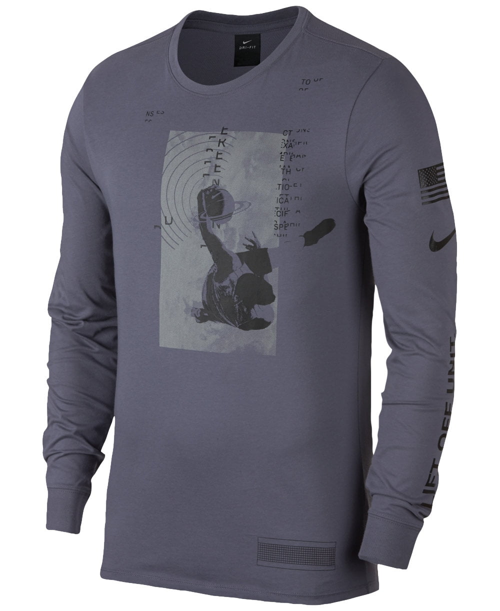 Nike - Nike Men's Dri-fit Long-Sleeve Basketball Graphic T-Shirt, (Grey ...