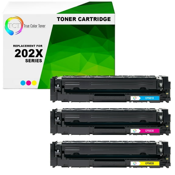 TCT 202X Color Toner Cartridge 3 Pack - Premium Compatible Replacement for 202X CF501X CF502X CF503X High Yield