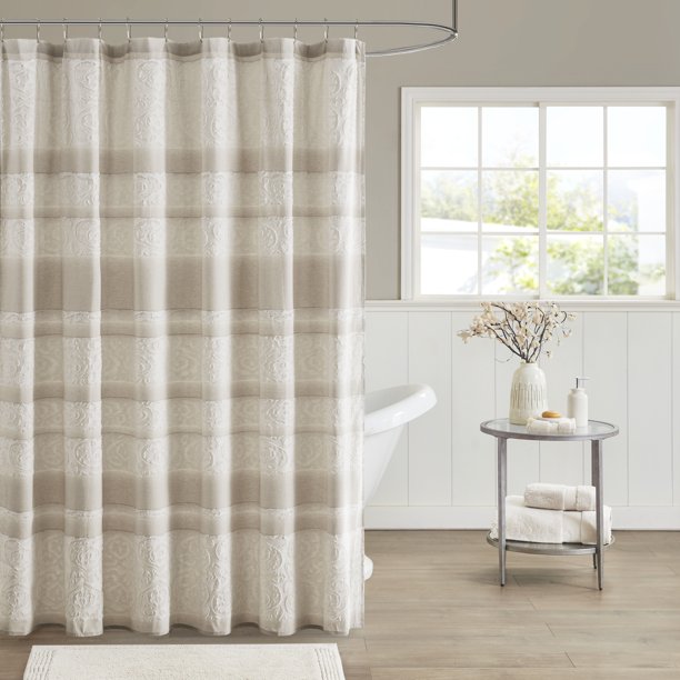 Home Essence Anais 100 Cotton Clipped Jacquard Shower Curtain