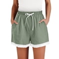 thumbnail image 2 of Women's Linen-Blend Casual Shorts with Elastic Waist and Side Pockets for Comfortable Summer Wear, 2 of 8