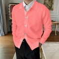 thumbnail image 2 of DDAPJ pyju Cardigan Sweaters for Men Lapel Long Sleeve Knitted Cardigans Solid Casual Button Down Sweater Jacket Pink M, 2 of 7