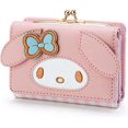thumbnail image 1 of Lindo personaje de dibujos animados de moda cartera pequeña cartera corta para mujer Cartera de cuero triple bolsa de dinero (rosa), 1 of 4