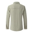 thumbnail image 5 of Mens Shirts Striped Long Sleeve Button Down Lapel Blouses Casual Outdoor Comfortable Loose Fall Tops Green M, 5 of 5