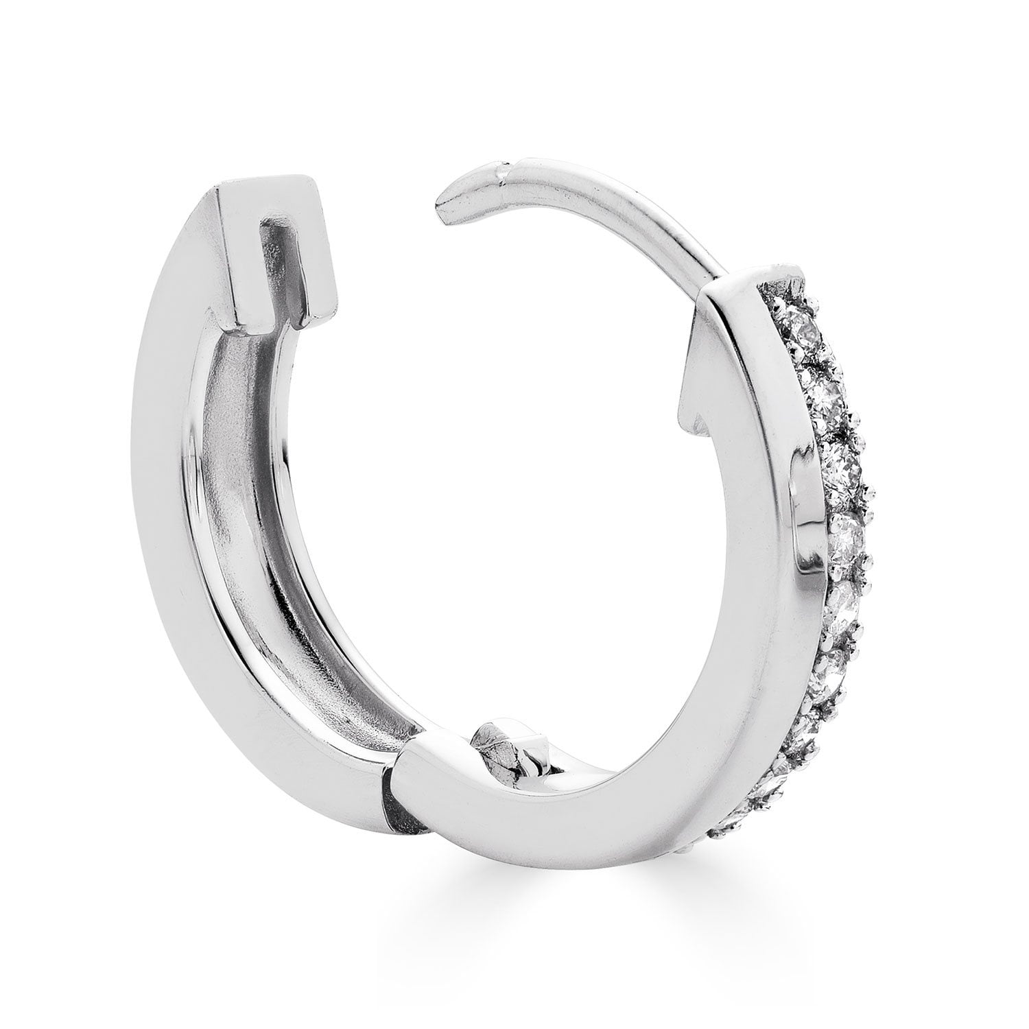 0.16 CT. T.W. Diamond Huggie Hoop Earrings in Sterling
