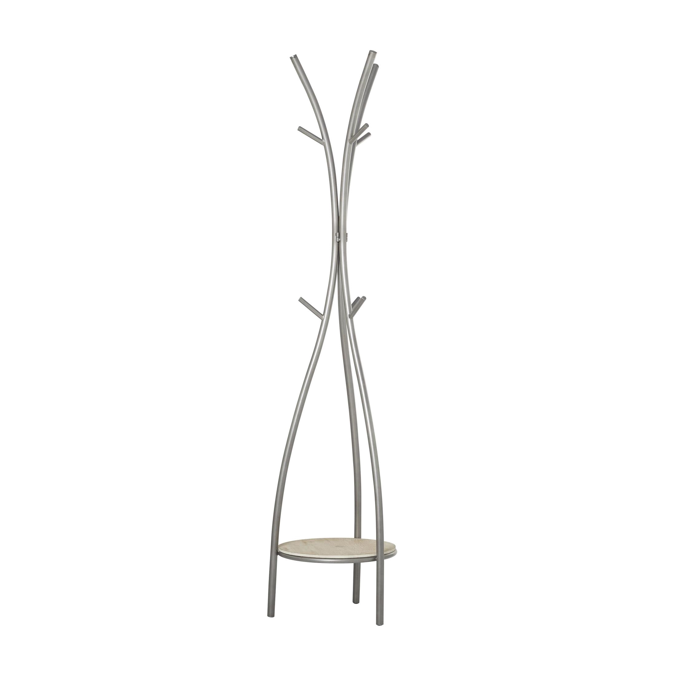 DecMode 17" x 73" Silver Metal Coat Rack, 1-Piece