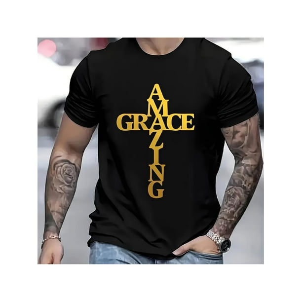 Camiseta "Amazing Grace Cross Iron DIY" para adultos, hombres, mujeres, adolescentes, jóvenes y ocio.