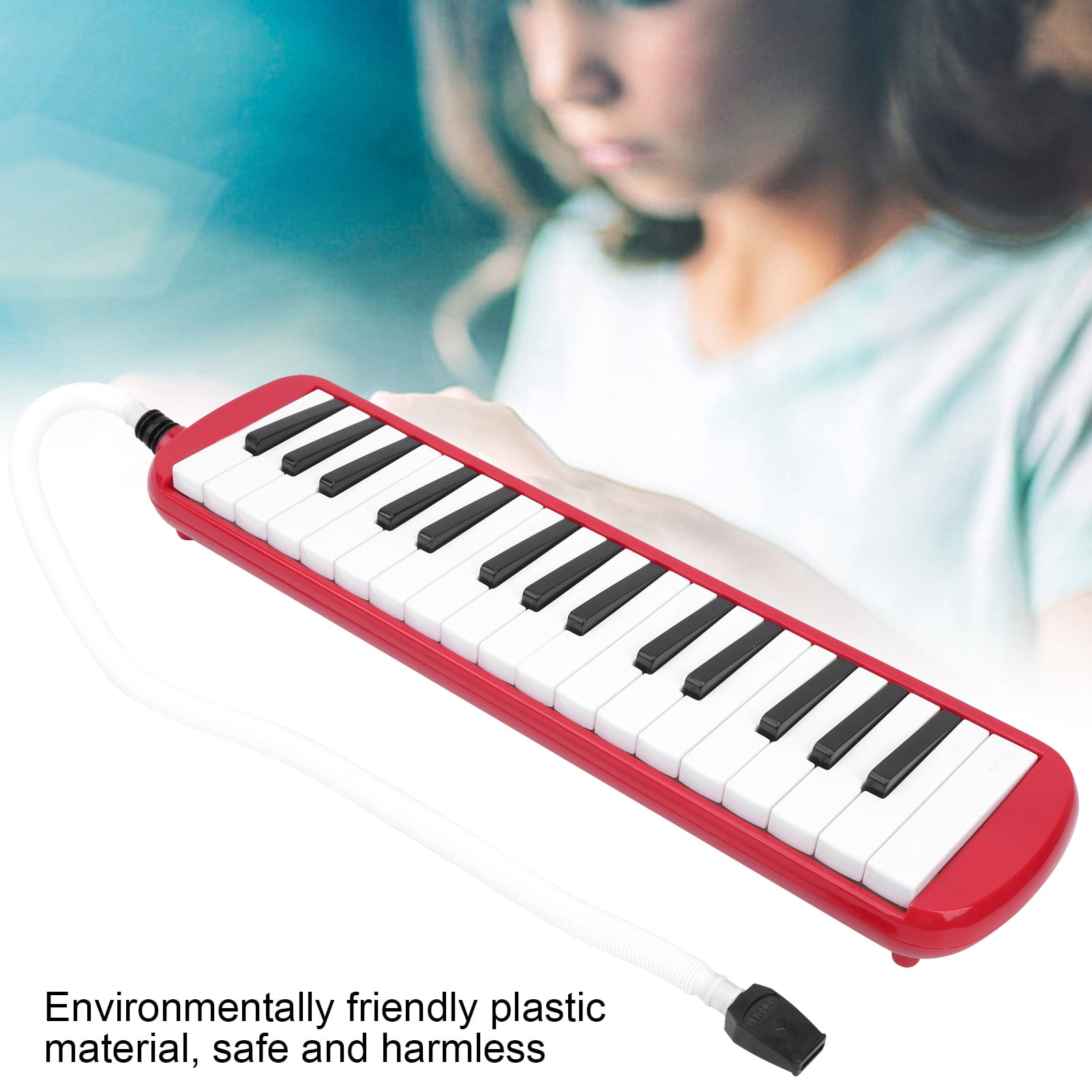 32 Piano Keys Melodica Musical Education Instrument, Piano Keyboard Harmonica Wind Musical Instrument with Portable Carrying Bag for Beginners[Red]