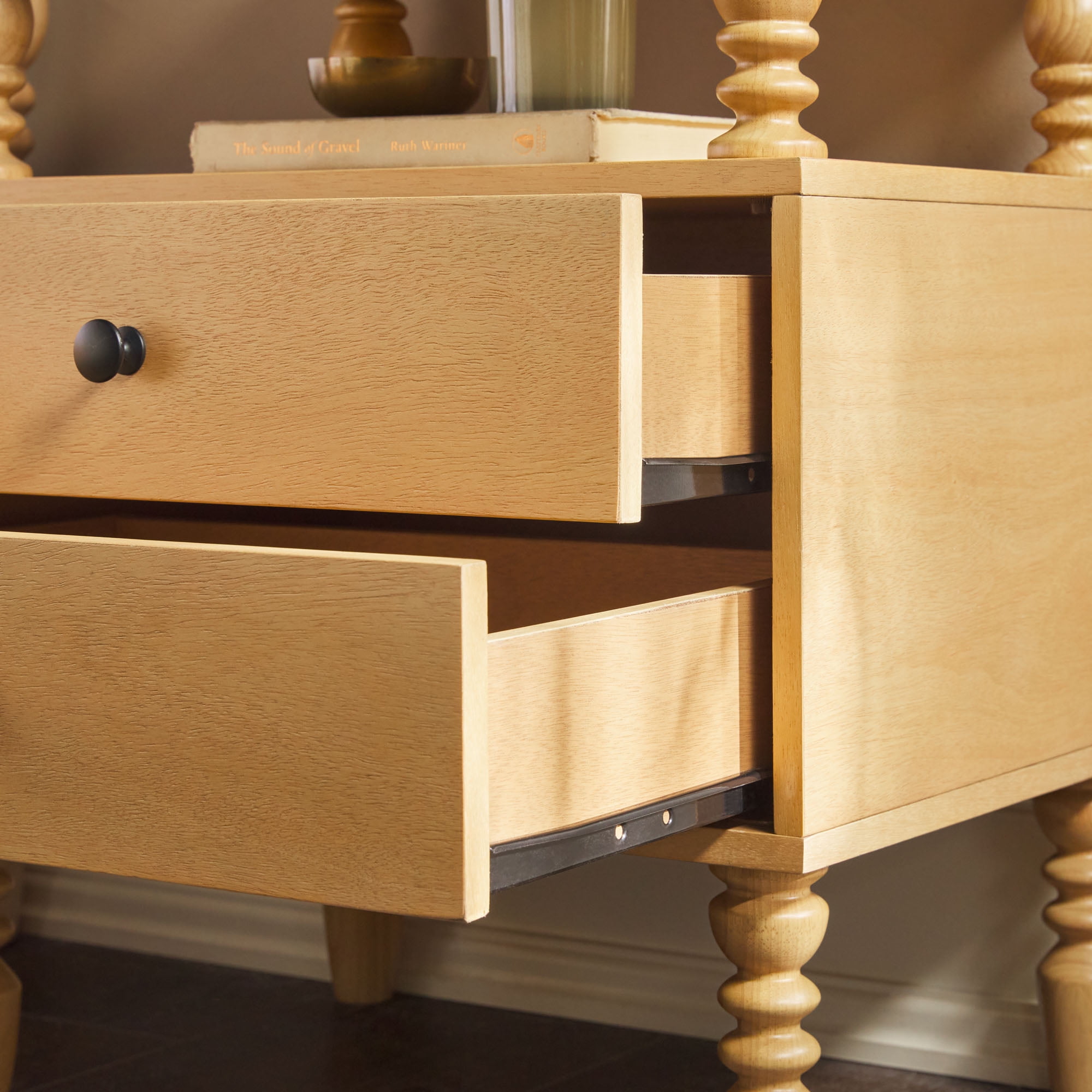 Vivienne Walker Edison Easy Assembly Solid Wood Spindle 2-Drawer Nightstand - Natural
