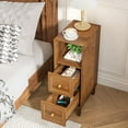 thumbnail image 5 of Narrow Nightstand Set of 2, Slim Wooden Bedside Tables with 2 Drawers, Skinny Mid Century Modern End Tables, Walnut, 5 of 9