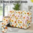 thumbnail image 3 of ZIATUBLES 8 Pieces Recliner Covers for 3 Cushion Reclining Sofa, Soft Stretch Recliner Couch Covers with Elastic Bottom Secure Fit Furniture Protector for Pets, Flower Leaf, 3 of 9