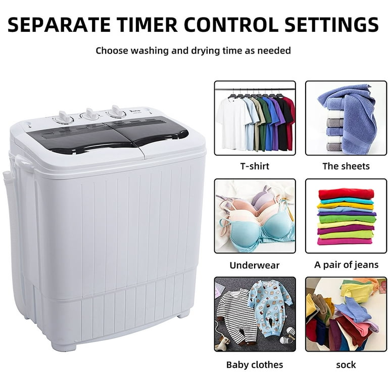 YIGOBUY Twin Tub Mini Portable Clothes Washing Machine 12.4 lbs Capacity  Washer and Dryer Combo – The Market Depot