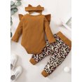 thumbnail image 6 of Dooleck Infant Ribbed Clothes Ruffle Bodysuit Leopard Halen Pant Outfit Streetwear, 6 of 7