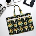 thumbnail image 6 of Honeii Sunflower Skull Boho Print Canvas Tote Bag with Compartments Laptop Tote Bag Large Tote Bag, 6 of 8