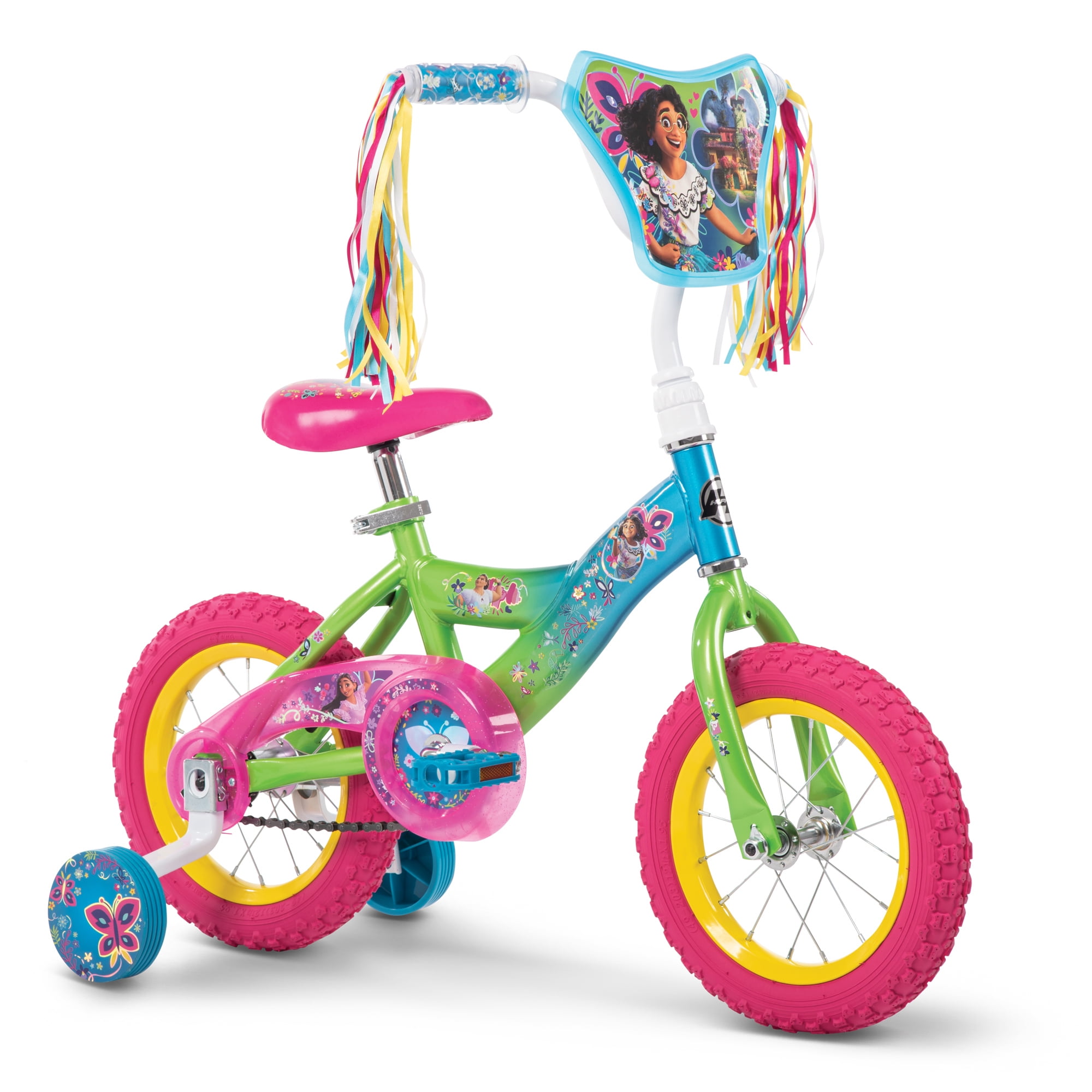 Disney Encanto 12inch Bike for Girls, Pink/Green/Blue, by Huffy
