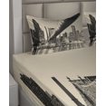 thumbnail image 4 of Ambesonne Landscape Fitted & Top Sheet Set with Shams, NYC Night Bridge View, Grey Brown, 4 of 5