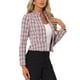 thumbnail image 4 of Inspire Chic Conjunto Blazer de Mujer de Tweed con Cuello Alto, Chaqueta Abierta Cortada, Rosa, 4 of 6