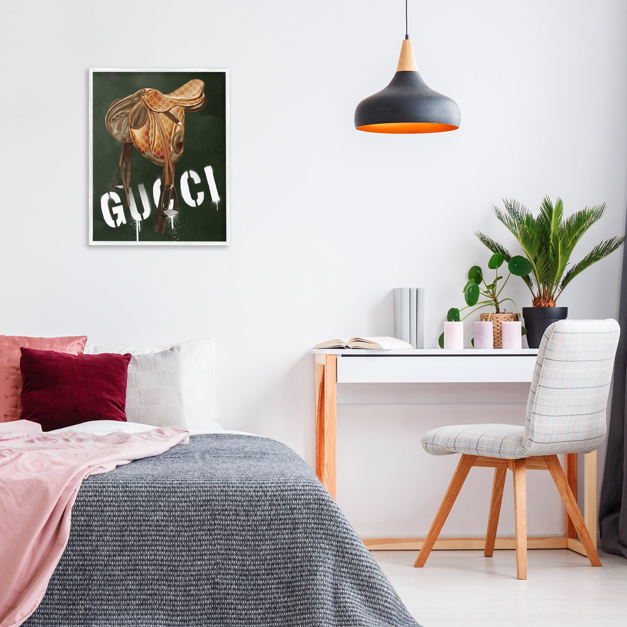 Stupell Industries Glam Horse Saddle Beauty & Fashion Painting White Framed Art Print Wall Art, 24 x 30