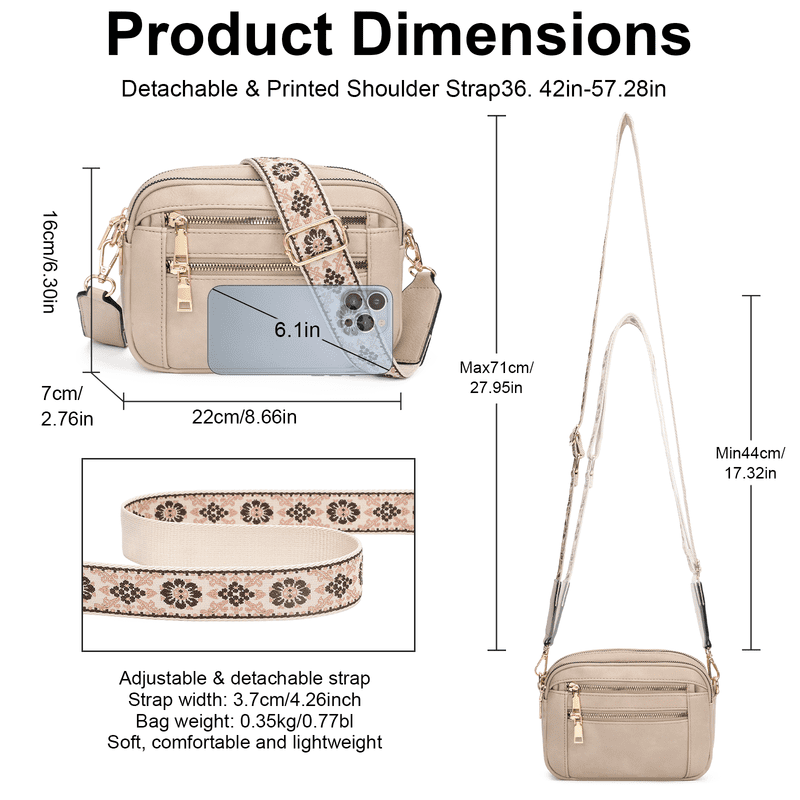 GAEKEAO Women’s Leather Crossbody Purse with Detachable Shoulder Strap and Multi Pockets