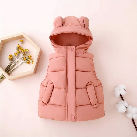 

Sweater For Child Toddler Kids Baby Boys Girls Winter Warm Lightweight Bear Ears Hooded Sleeveless Padded Vest Jacket Waist Coat