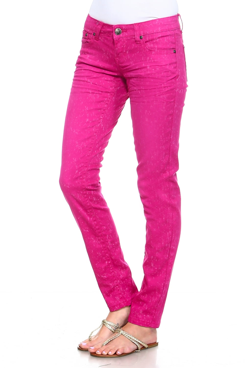 Request Jeans Juniors Skinny Colored Pants Five Pocket Styling Magenta