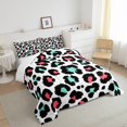 thumbnail image 4 of Animal Print Bedding Set Full Leopard Print Comforter Set, African Safari Wildlife Duvet Insert Teal Pink Quilt Set, Cheetah Bedding Comforters & Sets Luxurious Room Decoratives 3pcs, 4 of 6