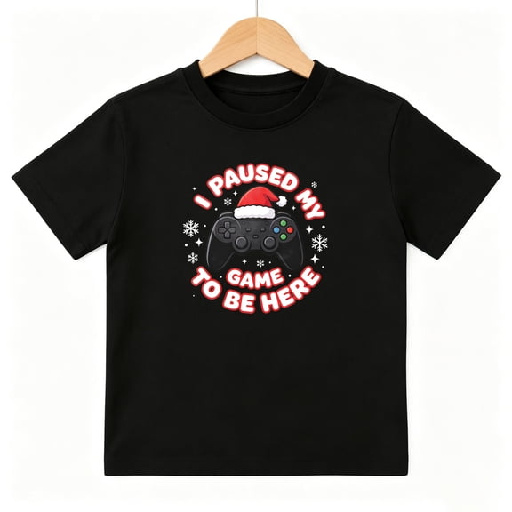 Christmas Gamer Santa Hat Boys Graphic Tees Kids T-Shirt 100% Cotton Short Sleeve Tops Ages 4-13Y