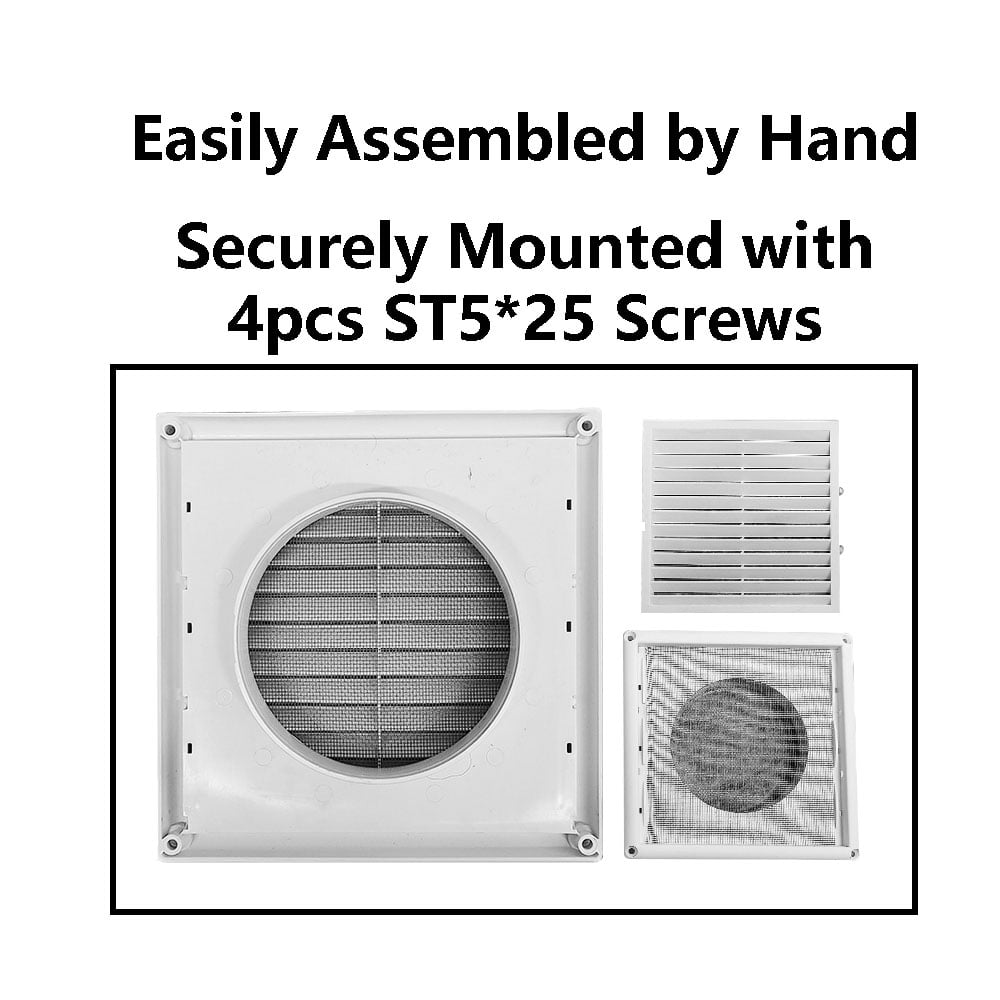 TOP-MAX Wall Exhaust Vent Fan Covers Louvered Exhaust Hood Grille White (200mm/8inch)