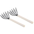 thumbnail image 1 of Unique Bargains 15 Inch 5 Tines Steel Claws Hand Rake Shell Clam Digger Dig Seafood Accessories with Mesh Net 2 Pack, 1 of 4