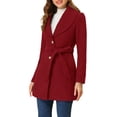 thumbnail image 4 of INSPIRE CHIC Women's Cute Turn Down Collar Single Breasted Long Belted Trenchcoat L Dark Red, 4 of 6