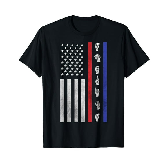 American Flag ASL Shirt American Sign Language America USA T-Shirt