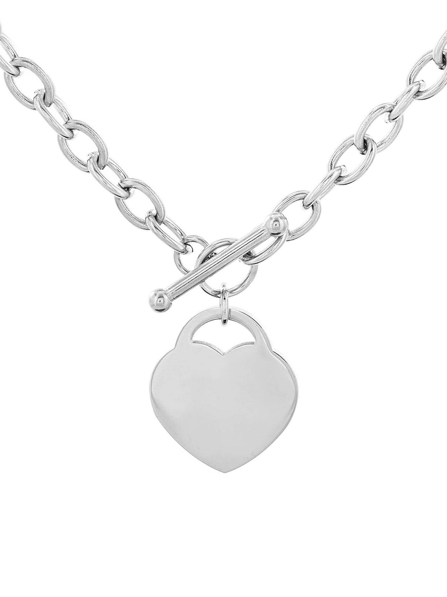 Coastal Jewelry Heart Charm Toggle Clasp Stainless Steel Necklace