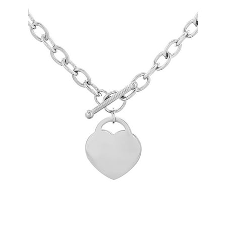 Coastal Jewelry Heart Charm Toggle Clasp Stainless Steel Necklace