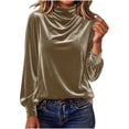 thumbnail image 3 of Tqcoqu Women's Mock Turtleneck Velvet Top,Long Sleeve 2026 Fall Velour Shirts,Trendy Loose Dressy Casual Blouse Daily Wear, 3 of 8