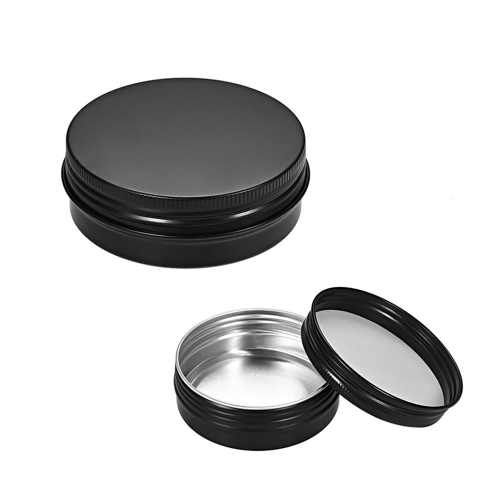 Uxcell 2oz 60ml Screw Top Lid Round Aluminum Cans Tin Containers Black