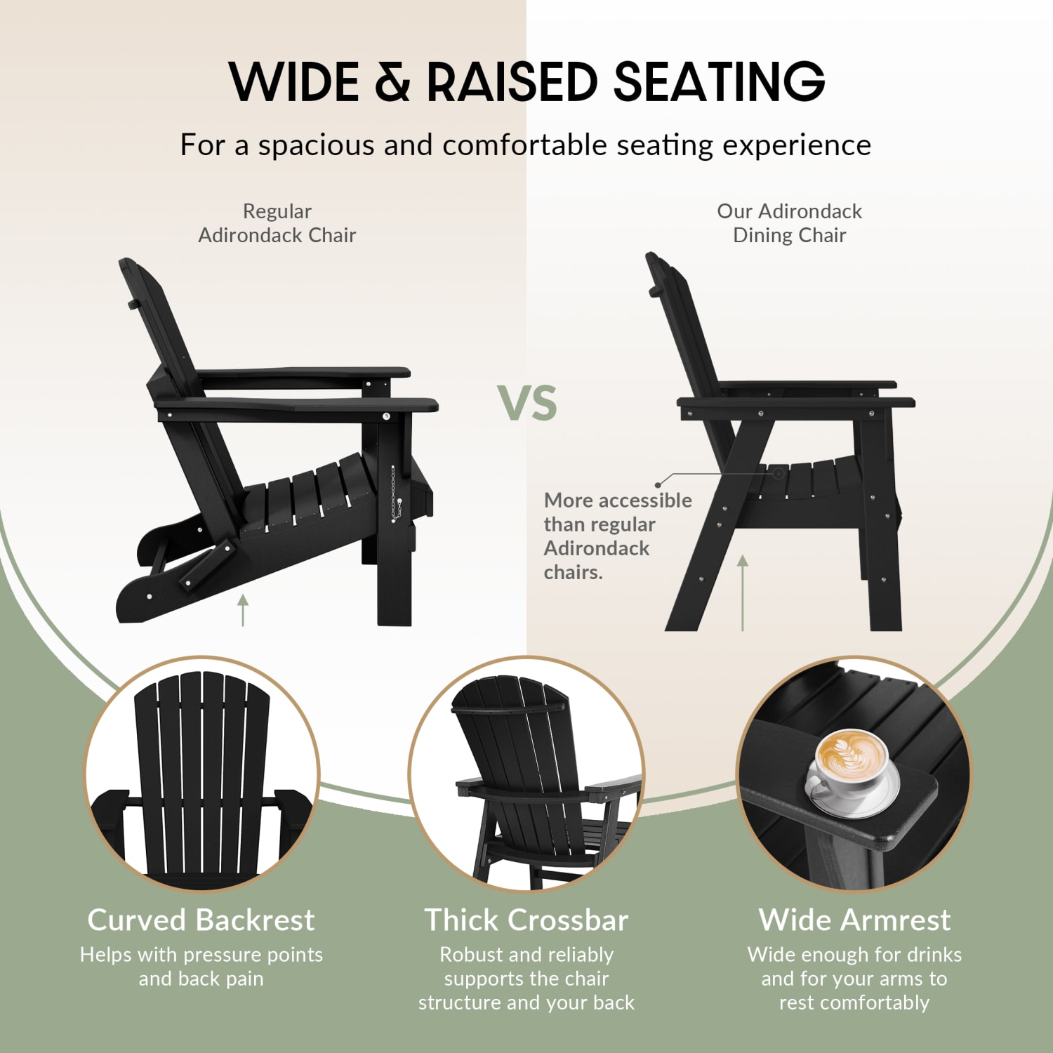 WestinTrends Dylan Outdoor Adirondack Chair, Black photo 3