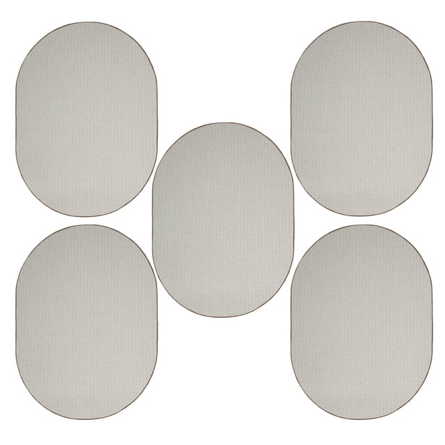 Furnish My Place Abstract Contemporary Geometrical View Square Pattern Modern Plush Two Tone High Low Pattern Rug, Home Decor Mat, Made in USA - Framed Brown, 1.5' x 2.25' Oval - Set of 5