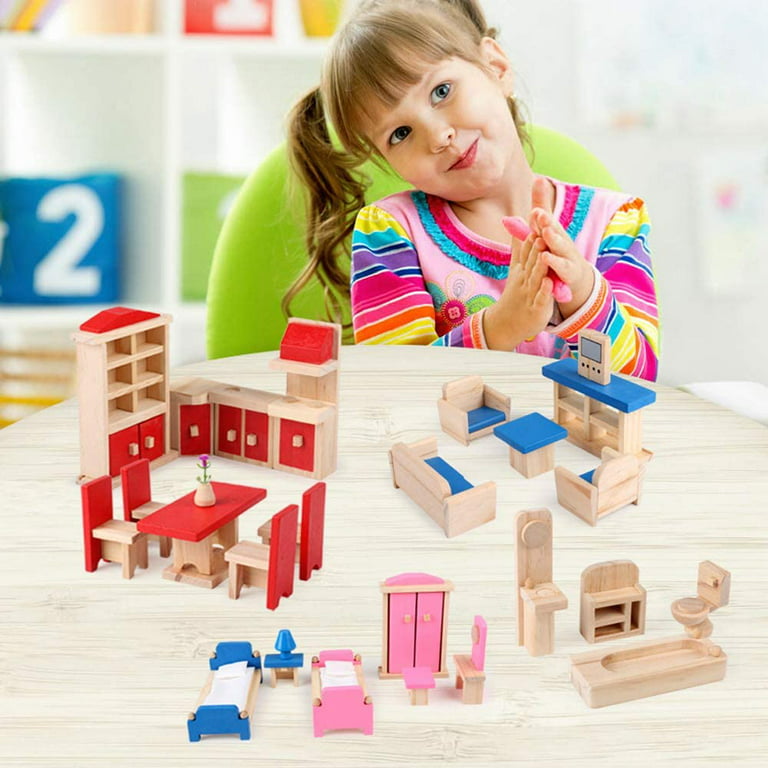Wooden pretend play doll house