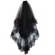 thumbnail image 1 of Velo de novia negro de dos capas de encaje para mujer, velo ligero que combina con todo con peine, accesorios para el cabello, 1 of 5