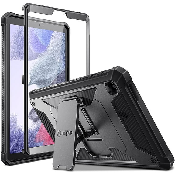 Fintie Shockproof Case for Samsung Galaxy Tab A7 Lite 8.7 inch 2021 Model (SM-T220/T225/T227), Tuatara Rugged Unibody Hybrid Full Protective Bumper Kickstand Cover w/Built-in Screen Protector, Black