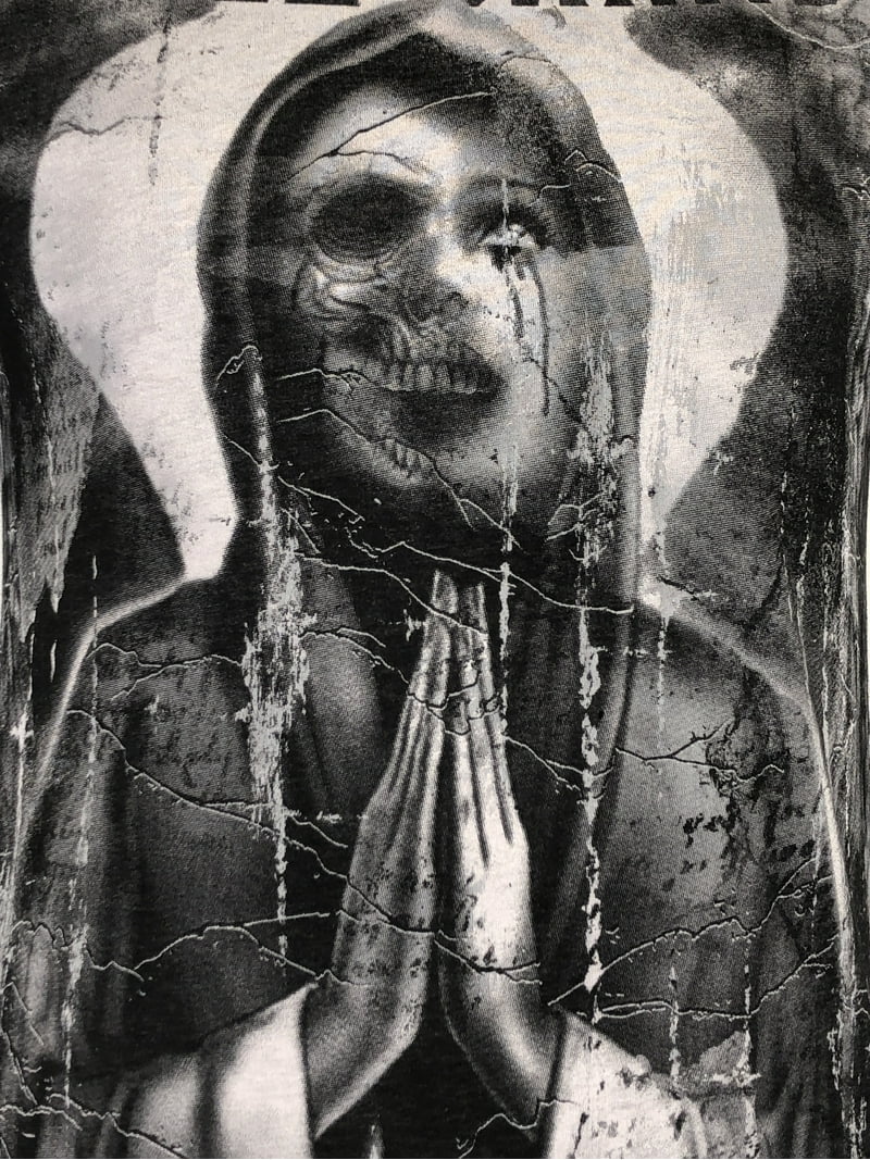 Rebel Saint By Affliction Men's T-shirt MOURNFUL Biker Skull Tattoo -  Walmart.com, image size:800x1067