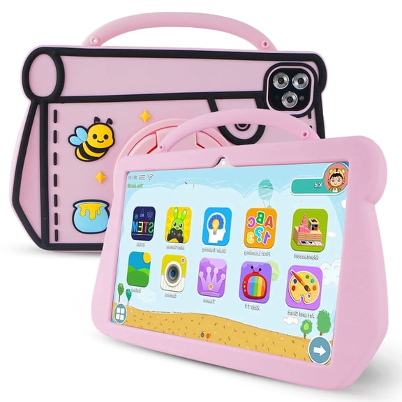Kids Tablet, 10.1 inch Android 14.0, Octa-core CPU, 10GB 64GB 1TB Expand, SIM, WiFi, 6000mAh Battery, Protective Case, Gift(Pink)
